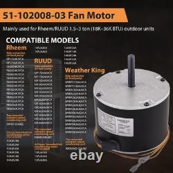 51-102008-03 Condenser Fan Motor 1/5HP 208-230V 850RPM 1.0A Rheem Weather King