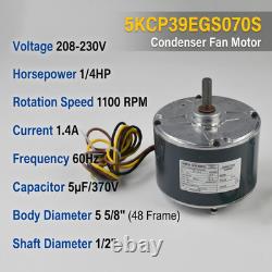 5KCP39EGS070S Condenser Fan Motor 1/4HP 208-230V 1100 RPM Compatible with Carrie