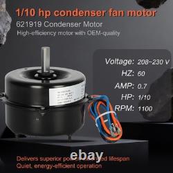 621919 Fan Motor, 1/10 hp Condenser Fan Motor with 1100 RPM, 208/230V, Compat