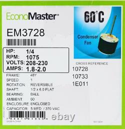 A/C Condenser Fan Motor 1/6 HP 1075 RPM Replacement for Fasco D7909 with Capacitor