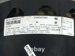 A. O. SMITH 1HP 208-230V F48G57A50 Condenser Fan Motor 1100RPM 3Spd used #CRME446