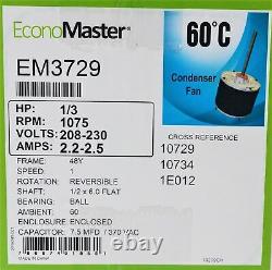 Air Conditioner Condenser Fan Motor 1/3 HP 230 Volts 1075 RPM EM-3729