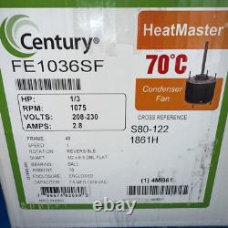 CENTURY FE1036SF Condenser Fan Motor, 1/3 RPM 1075, S80-1221861H