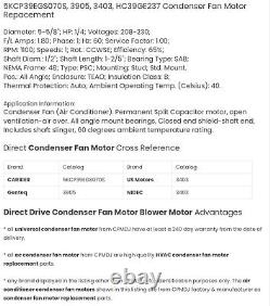 Carrier HC39GE237 Bryant Payne 1/4 HP 230v Condenser Fan A/C Motor PSC New HVAC