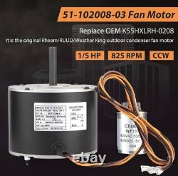 Condenser FAN MOTOR 1/5 HP 208-230v 850RPM Replaces 51-102008-03/51-102500-04