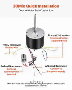 Condenser Fan Motor 1/3HP 1075RPM 208-230V with Capacitor HVAC Replacement