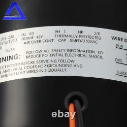 Condenser Fan Motor 1/6 HP 208-230 Volts 1075 RPM 1 Phase for 68J97 68J9701