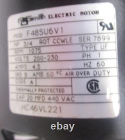 Condenser Fan Motor 3/4 hp 1075 rpm 200-230 Volt AO Smith, fits Carrier Units