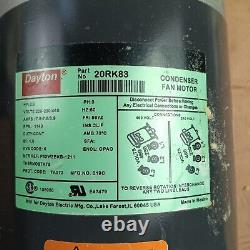 Dayton 20RK83 Condenser Fan Motor 2 Hp 1140 Rpm 60 Hz