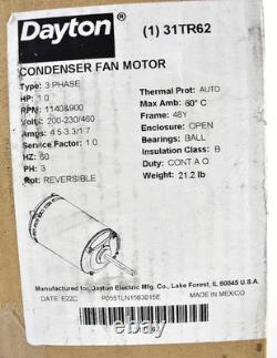 Dayton 31TR62 Condenser Fan Motor 1 HP 3-Phase 200-230/460 V 1140 RPM