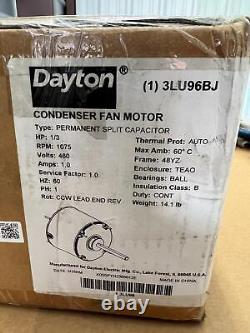 Dayton 3LU96BJ, Condenser Fan Motor, 1/3 HP, 1075 RPM, 460 V, 1.0 A