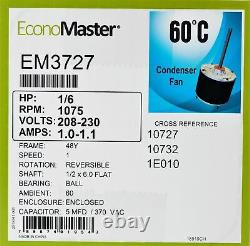 EM-3727 Air Conditioner Condenser Fan Motor 1/6 HP 230V 1075 RPM for Fasco D917