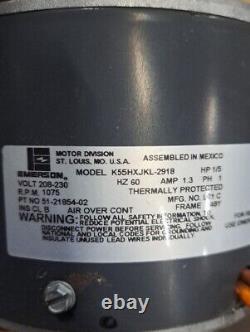 Emerson FAN MOTOR K55HXJKL-2918 51-21854-02 1/5 HP 208/230V 1075 RPM used