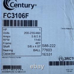 FC3106F Century Condenser Fan Motor 5 5/8 Dia, 1 hp, 1140 RPM 200-230/460V