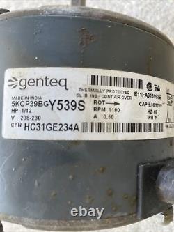 Genteq 5KCP39BGY539S Condenser Blower Motor 1/12HP 208/230V 1100RPM used