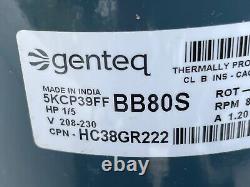 Genteq. 5KCP39FFBB80S. 5KCP39FF BB80S. Condenser Fan Motor. HP 1/5 230V