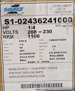 Genteq F48AG72A50 Condenser Fan Motor 2.5 Ton 1/4HP 1100RPM York S1-02436241000