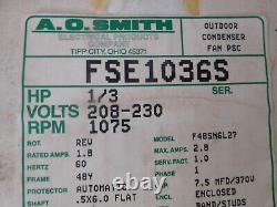 HVAC Condenser Fan Motor 1/3 HP 1075 RPM 208 230 Volts, Free Shipping in USA