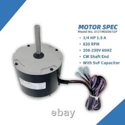Heavy-Duty 1/4HP Condenser Fan Motor 830 RPM with Capacitor for Goodman Systems