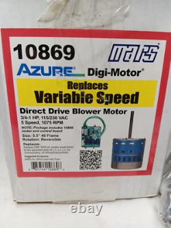 Mars 10869 Azure ECM Condenser Fan Motor, 3/4-1 HP, 115/230 V NOS