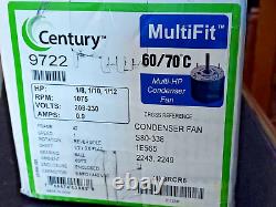 NEW CENTURY 9722 Condenser Fan Motor, 1/12to1/8HP, 1075 rpm 3RCR6