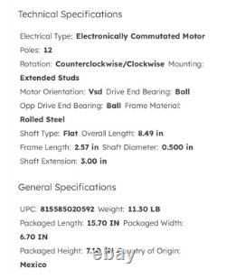 NEW Genteq EVERGREEN OM Condenser Fan Motor, 1/5 HP, 208-230V, RPM 850/1100