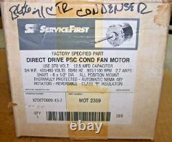 New Trane Emerson 3/4 HP Condenser Fan Motor 460 VAC 1100 RPM 1 Phase 48Y Frame