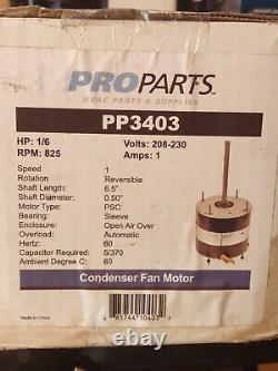 Pro Parts 1/6 HP 208/230V 825 RPM Condenser Fan Motor PP3403