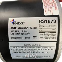 ROSTOCK A/C Condenser Fan Motor 1/6 HP 230V 825 RPM CWithCCW SHAFT 1/2 UL APPROV