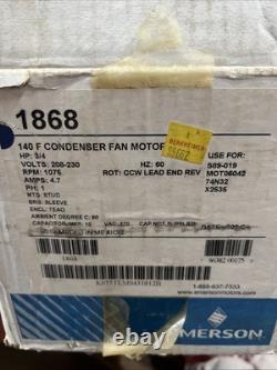 US Motors 1868, 3/4 hp Condenser Fan Motor, TEAO Enclosure, 208/230 VAC