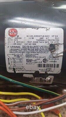 US Motors Condenser Fan Motor Model K55HXTLM-9431 3/4HP 208-230/60/1 1075 RPM