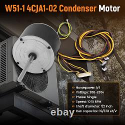 W51-14CJA1-02 Condenser Fan Motor 1/4 HP 208/230V 1075 RPM Replacement New