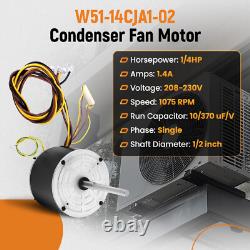 W51-14CJA1-02 Condenser Fan Motor 1/4 HP 208/230V 1075 RPM Replacement New