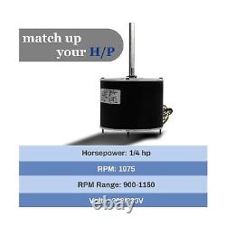W51-14CJA1-02 Condenser Motor, 1/4HP, 208/230V Condenser Fan Motor, 1075RPM Repl
