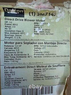 DAYTON 3M714J Moteur de soufflante à entraînement direct 1/2 HP 1075/3 RPM 277V