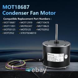 MOT18687 Moteur de ventilateur de condenseur 1/6 HP 825 tr/min, 200-230 V, silencieux et efficace