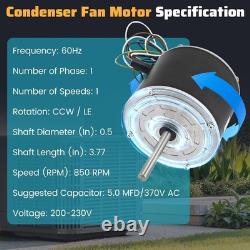 MOT18687 Moteur de ventilateur de condenseur 1/6 HP pour climatiseur Trane/American Standard