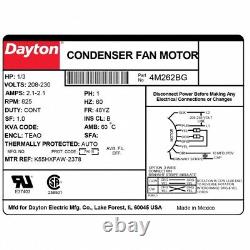 Moteur À Condensateur Dayton 4m262bg, 1/3 Hp, 825 Tr/min, 60 Hz Wire Damage