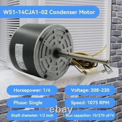 Moteur de condenseur, 1/4 HP, 208/230V, 1075RPM Moteur de ventilateur de condenseur, réversible Ro