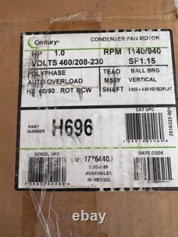Moteur de ventilateur à condensateur Century H696 1HP 3 phases 1140RPM neuf dans sa boîte