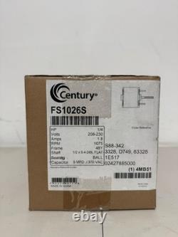 Moteur de ventilateur à condensation CENTURY FS1026S, 1/4 HP, 208-230V, 1075 RPM (NEUF)