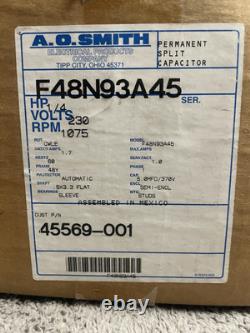 Moteur de ventilateur de condensateur A. O. Smith F48N93A45 1/4 HP 1100 RPM 230V OEM amélioré