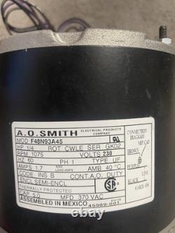 Moteur de ventilateur de condensateur A. O. Smith F48N93A45 1/4 HP 1100 RPM 230V OEM amélioré