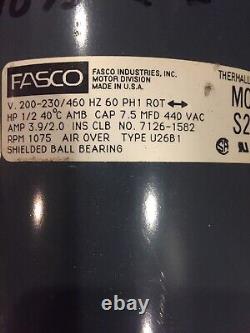 Moteur de ventilateur de condensateur Fasco S2846 1/2 HP 1075 RPM, 200-230/460 V NWOB