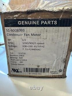 Moteur de ventilateur de condensateur Johnson Control Pièces authentiques S1-6008093 1/2HP Cadre 48Y