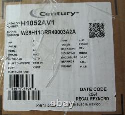 Moteur de ventilateur de condensateur New Century H1052av1 Juggernaut 2-ch 1140-tr/min 230v/480v