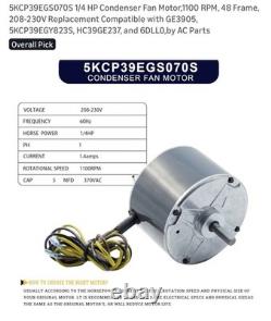 Moteur de ventilateur de condenseur 5KCP39 EGS070S 1/4 HP, 1100 RPM, cadre 48, 208-230V