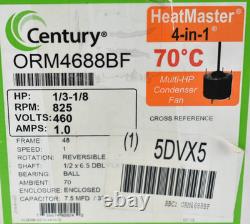 Moteur de ventilateur de condenseur Century ORM4688BF 1/8 à 1/3 Hp 825Rpm 460V