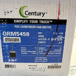 Moteur de ventilateur de condenseur Century Orm5458 Psc 1/3-1/6 HP 2,0 Amp E21fa