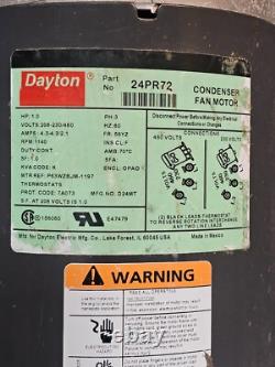 Moteur de ventilateur de condenseur Dayton 24PR72, 1 HP, 1140 tr/min, 60 Hz 1 vitesse, T-Stat 3 phases